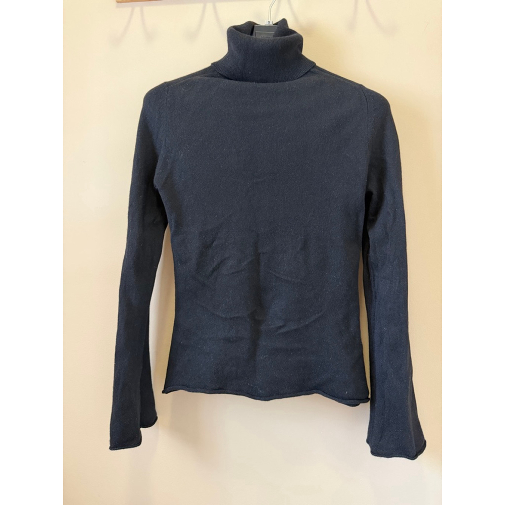 Women's Central Park West Black Turtleneck Sweater S Cashmere